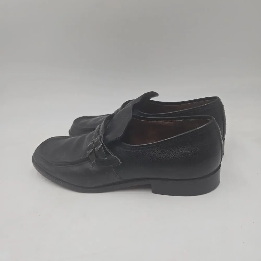 Men's Vintage Rare 1980's German Loafers Shoes Black Leather Double Monk Strap